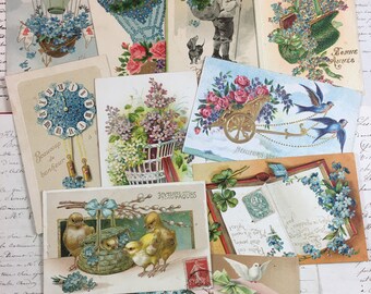 Cartes postales anciennes Langue des fleurs années 1910 vintage français carte en relief scrapbooking cartes vintage éphémères Oubliez-moi pas