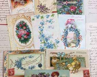 Cartes postales anciennes Langue des fleurs années 1910 vintage français carte en relief scrapbooking cartes vintage éphémères Oubliez-moi pas