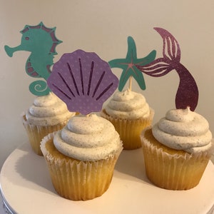 Under the sea cupcake toppers/ Mermaid cupcake toppers/ under the sea theme party/ mermaid birthday party