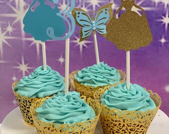 Princess cupcake toppers, Cinderella cupcake toppers, Princess party decor, Princess birthday party