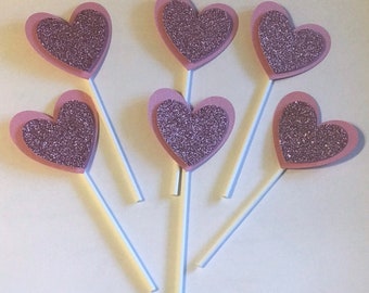 Valentine's Day cupcake toppers, heart cupcake toppers.