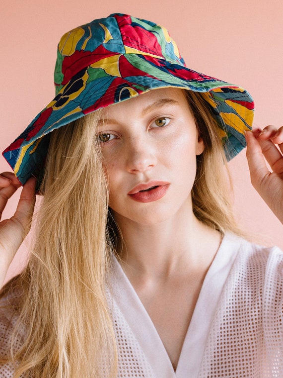 1980's Bucket Hat, floral bucket hat, woman's buck