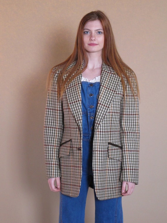 Vintage Oversized Virgin Wool Plaid Blazer by Lord