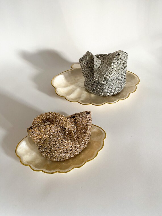 Mini Gold Crochet Metalic Bag, mini bag, Italian g