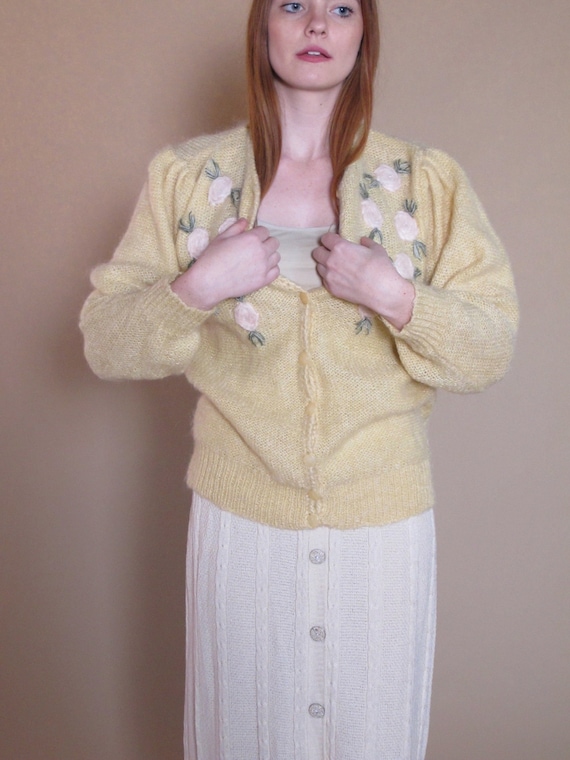 Floral Mohair Sweater, woman's vintage sweater, cr