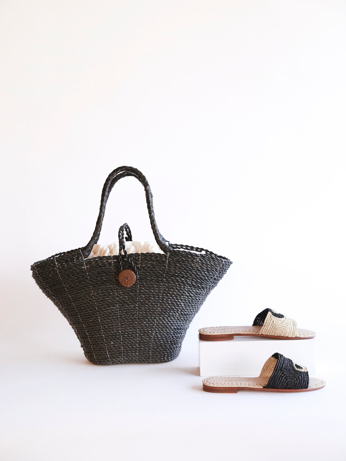 Schwarze gewebte Tasche gewebte Strandtasche natürliche | Etsy