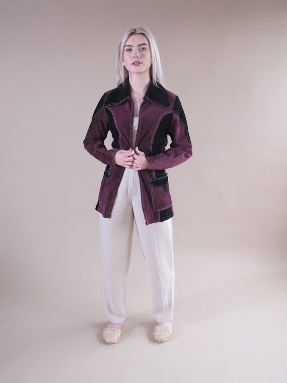 Penny Lane Style 1970's Suede Jacket, purple suede