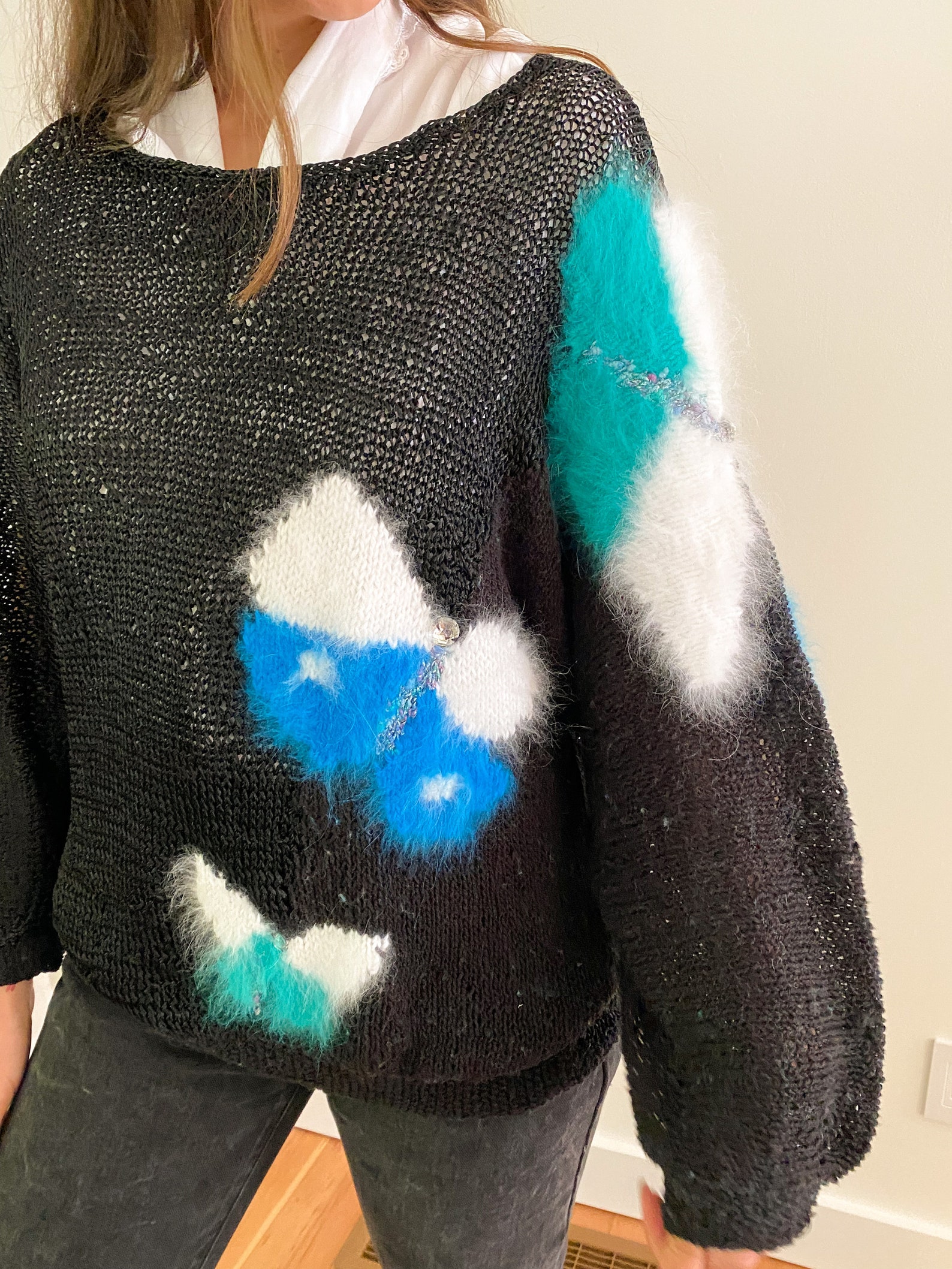 Crochet Butterfly Sweater angora sweater butterfly sweater | Etsy
