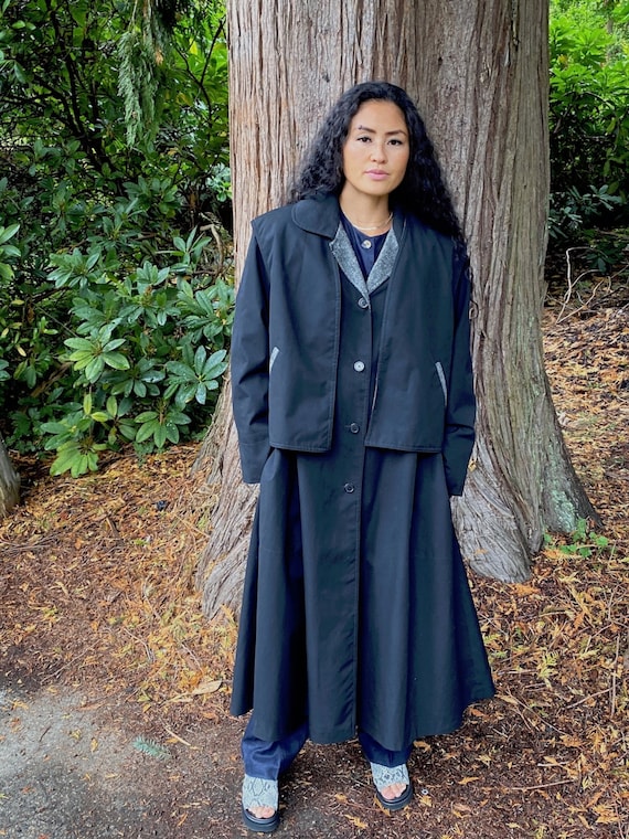 Black Trench Coat by Feminella England size 16, vi
