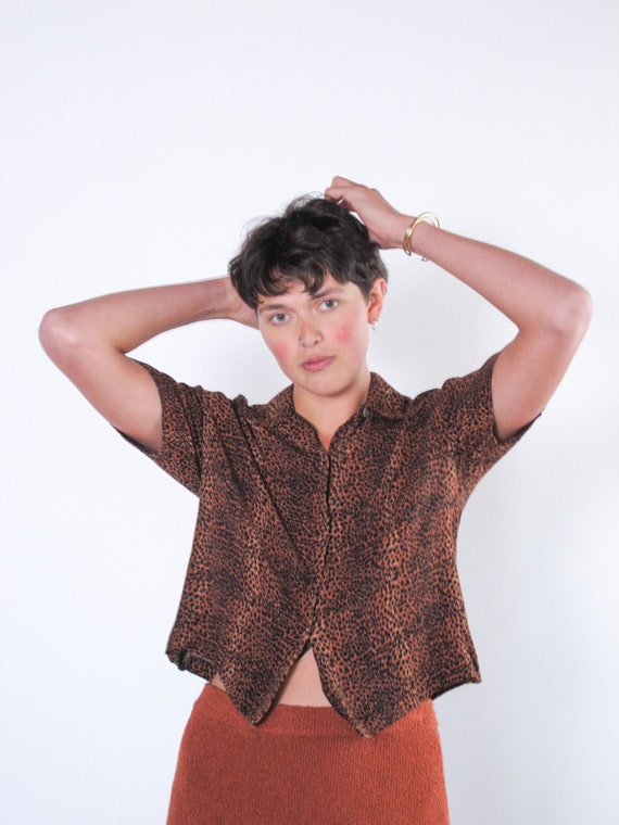 Leopard Print Crop Top, made in Canada, vintage cr