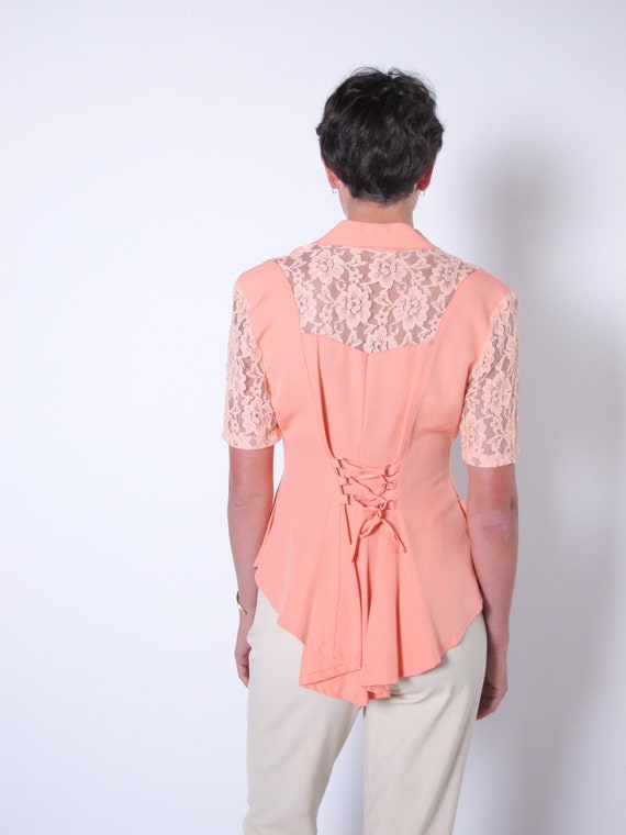 Peach 1990's Lace up and Lace Blazer, Pretty Woman