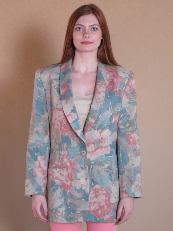 Oversized Floral Blazer, vintage floral blazer, v… - image 5