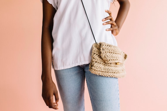 1970's Jute Macrame bag, macrame clutch, 1970's ba