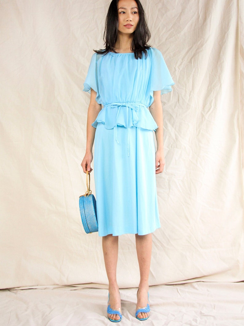 1970 S Baby Blue Dress Vintage Dress Blue Vintage Dress Etsy