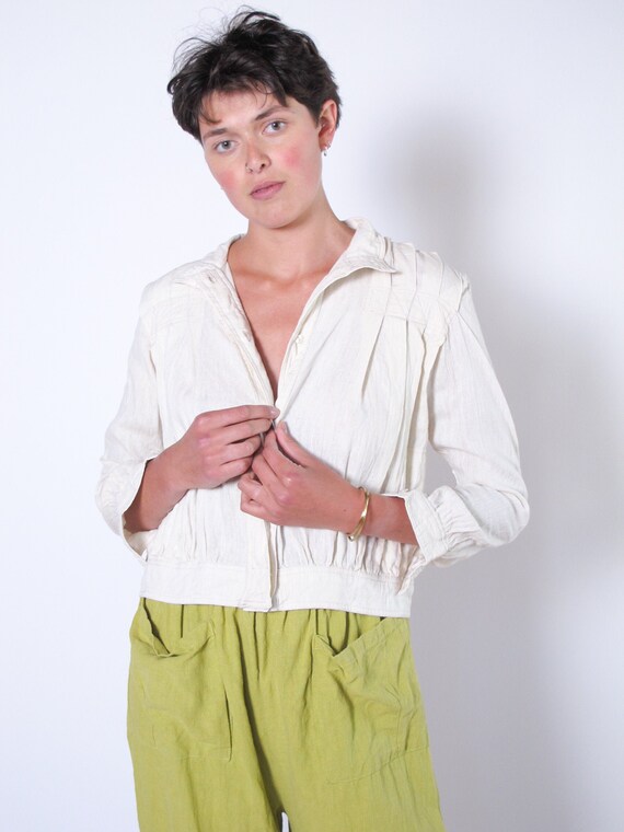 Cream Linen Jacket with Pleates, lightweight linen