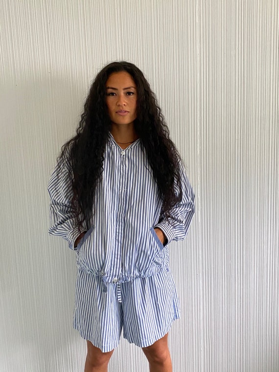 Cotton Blue Stripe Set, cotton jacket and short se