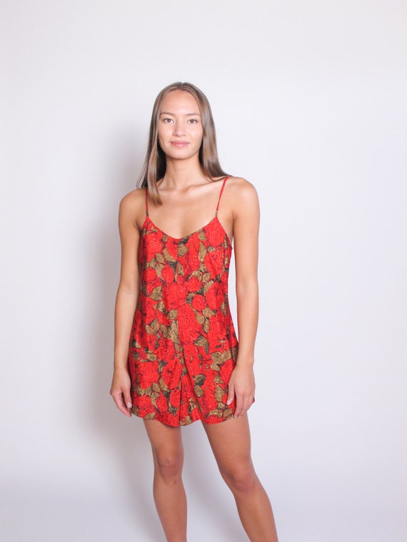 Vintage Rose Satin Romper lingerie, vintage linger