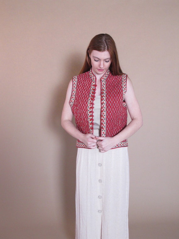 1970's Quilted Vest, vintage Indian cotton vest, 1