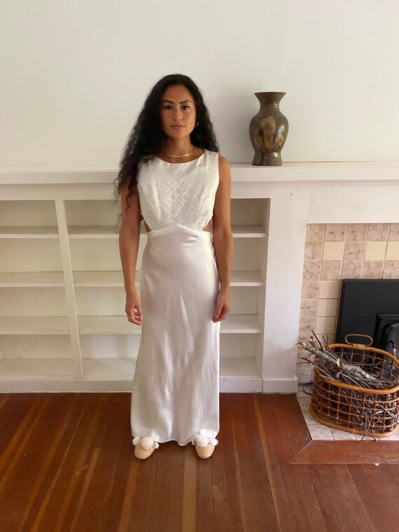 Cream Satin Dress, vintage wedding dress, minimal