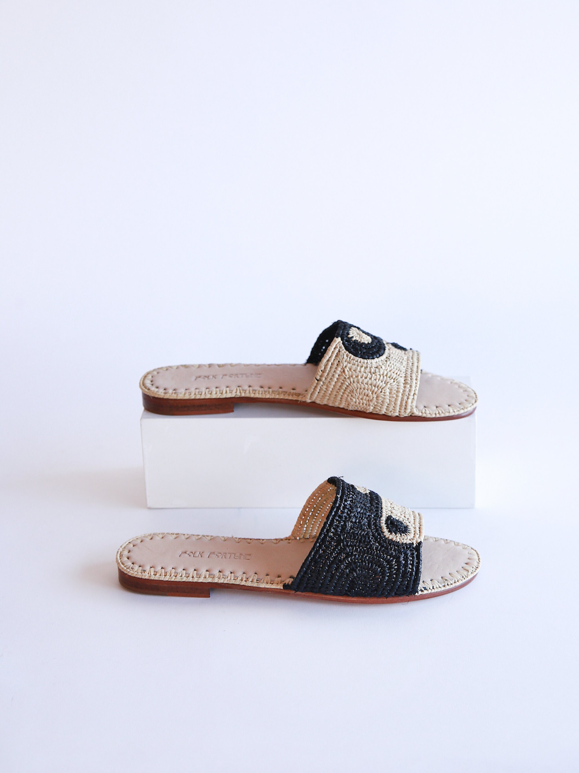 Yin Yang Shoes Hand Woven Raffia Shoes Slide on Mules | Etsy