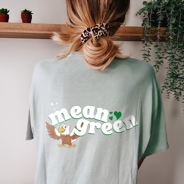 Cute UNT Mean Green Hearts Shirt - Retro Style, Eagle Spirit - Oversized College Shirt