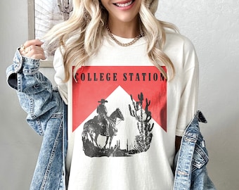 College Station Vintage Cigarette-Inspired Shirt - Aggie Spirit - Oversized Texas Shirt - Trendy Cool Girl
