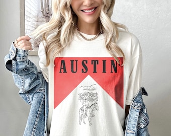 Austin Vintage Cigarette-Inspired Shirt - Keep it Weird - Oversized Texas Shirt - Trendy Cool Girl