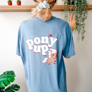 Cute SMU Pony Up Hearts Shirt - Retro Style, Mustang Pride - Oversized College Shirt