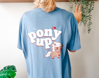 SMU Pony Up Herzen Shirt: Retro mustang Pride, übergroßes T-Shirt