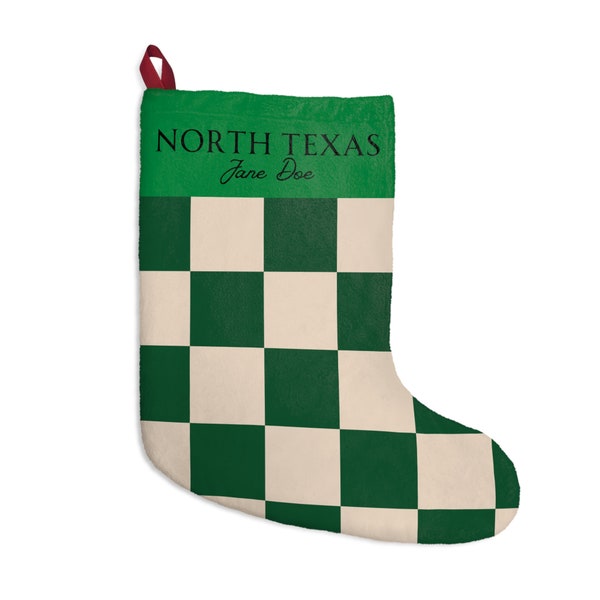 Customizable UNT Checkered Christmas Stocking - Personalized Holiday Decor