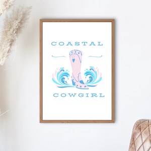 Coastal Cowgirl Waves and Boot - Digital Art Print