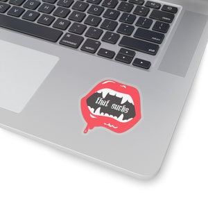 Dracula-Inspired Vampire Fangs Sticker | That Sucks Humor | Halloween Horror Gothic Decal