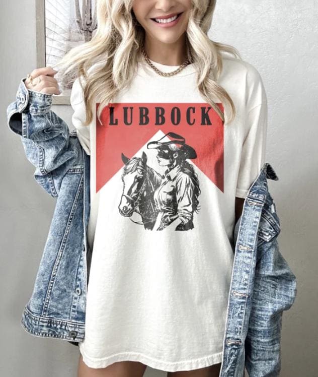 Lubbock Vintage Cigarette-Inspired Shirt - West Texas Spirit - Oversized Texas Shirt - Trendy Cool Girl