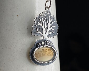 Tree of Life Sterling Silver Necklace - Dendritic Agate Handmade Metalsmith Handcrafted Artisan Jewelry