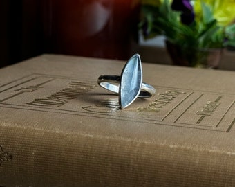 Clear Moonstone Handcrafted Sterling Silver Ring - Handmade Metalsmith Jewelry - Kentucky Artist - Size 8.5