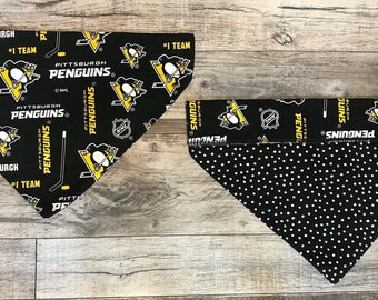 Pittsburgh Penguins Over Collar Dog Bandana, Penns Hockey NHL Pet Scarf, Reversible