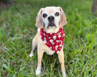 Snowmen Dog Over Collar Bandana, Christmas Pet Scarf, Reversible