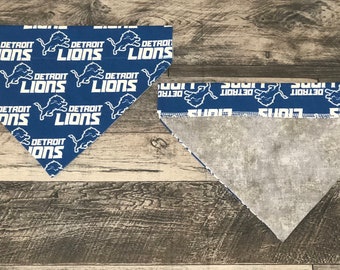 Detroit Lions Over Collar Dog Bandana, NFL Pet Scarf, Reversible