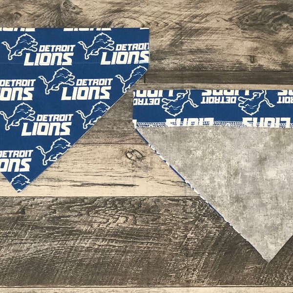 Detroit Lions Over Collar Dog Bandana, NFL Pet Scarf, Reversible