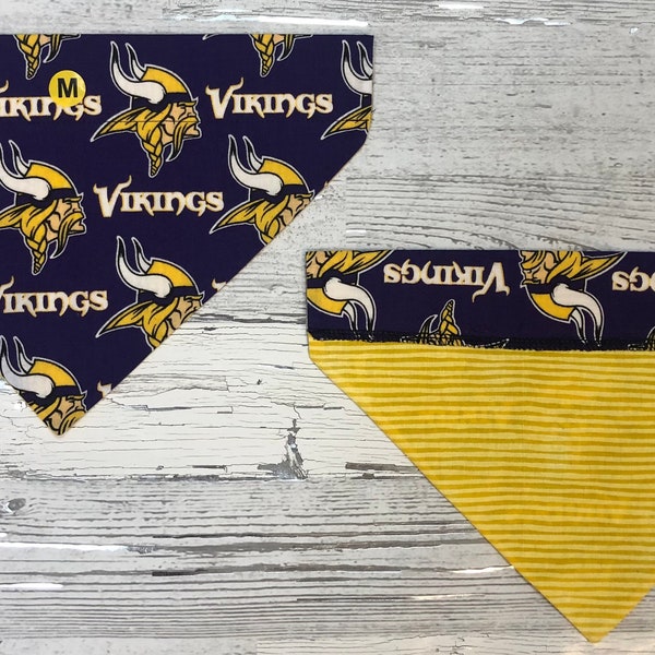 Minnesota Vikings Over Collar Dog Bandana, NFL Pet Scarf, Reversible