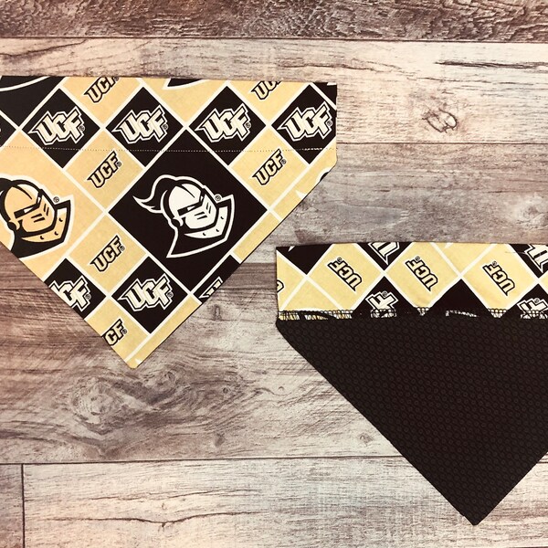 University of Central Florida Over Collar Dog Bandana, UCF Knights College Football Pet Scarf, Reversible