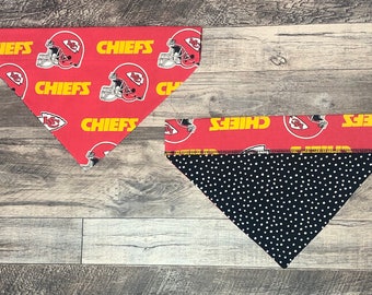 Kansas City Chiefs Over Collar Dog Bandana, NFL Pet Scarf, Reversible