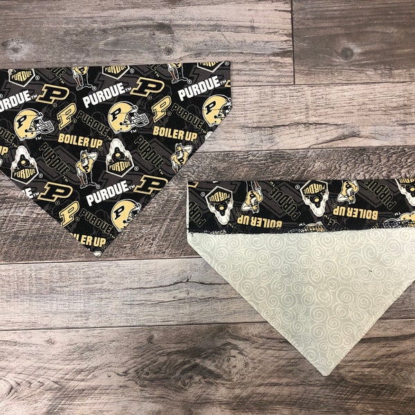 Purdue University Over Collar Dog Bandana, Boilermakers Pet Scarf, Reversible