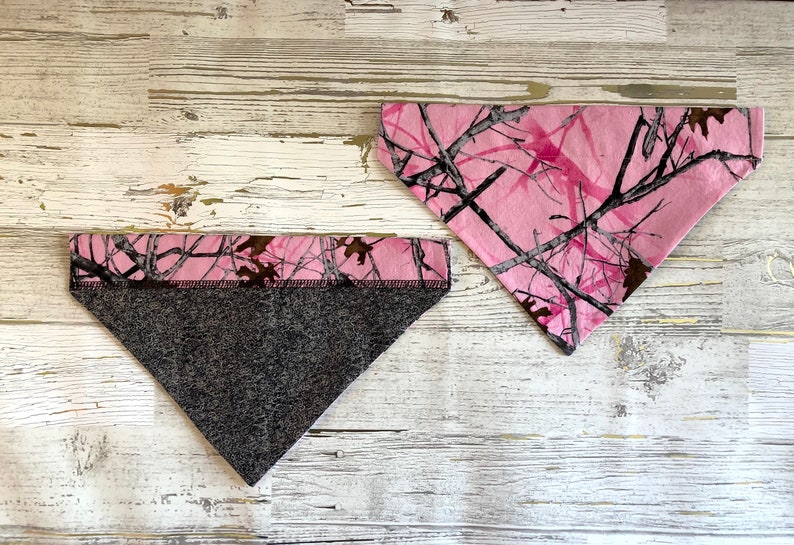 Pink Camo Over Collar Dog Bandana Camouflage Pet Scarf Reversible