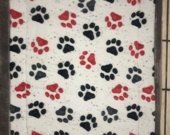 Red & Black Paw Prints Pet Crate Bed or Pad