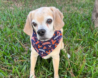 Virginia Wahoos Over Collar Dog Bandana, UVA Cavaliers Pet Scarf, Reversible