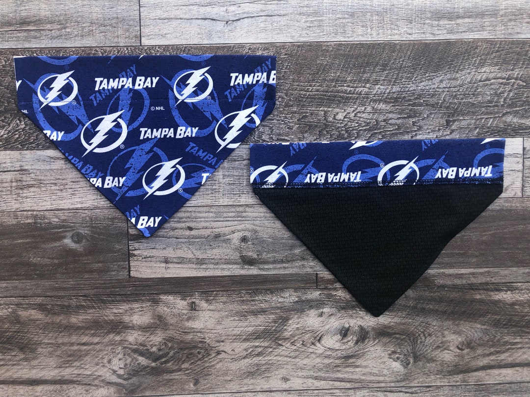 Tampa Bay Lightning Over Collar Dog Bandana, NHL Pet Scarf, Reversible