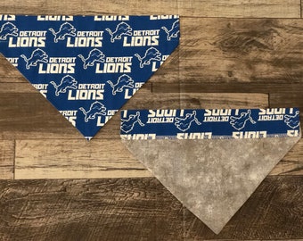 Detroit Lions Over Collar Dog Bandana, NFL Pet Scarf, Reversible