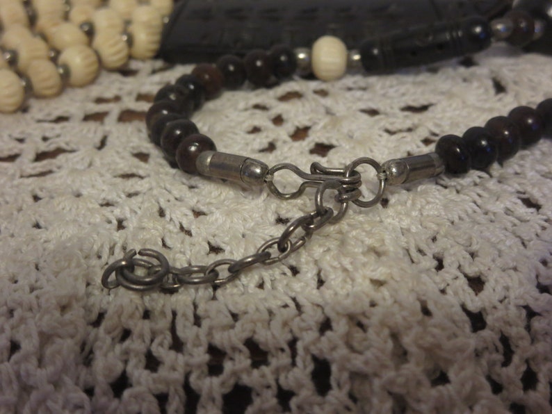 Awesome Vintage Bohemian Style African Tribal Hand Carved Horn /& Bone Statement Piece Necklace