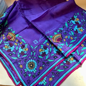 Vintage Singed Anne Klein square silk scarf